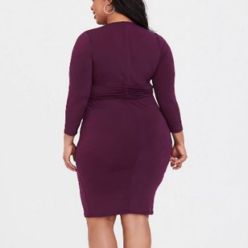 NWT Torrid Purple Studio Knit Surplice Wrap Dress - Picture 3 of 4